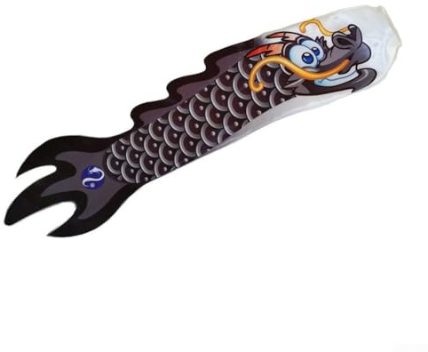 Luftfahrt-Windsack, Drachenform, 70 cm Länge, perfekt für Veranda oder Veranda (schwarz)