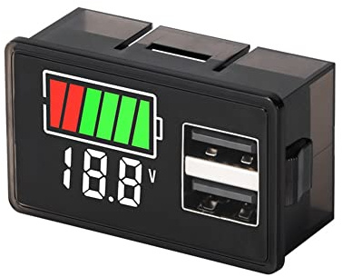 Elantoexis 1 PCS Lithium Battery Capacity Meter Test Display LED Tester Voltmeter,Dual USB DC 8-30V