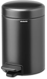 Brabantia NewIcon kleiner Mülleimer für das Bad mit Deckel, 3 l | Geruchssicherer Treteimer mit herausnehmbarem Inneneimer für Bad, Toilette oder kleine Räume | Confident Grey
