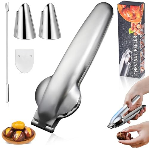MOAZIFI Kastanien Schneider, Maroni Schneider, Edelstahl Kastanienöffner, Maronenzange, Robuster Nussknacker für Walnüsse, Maronen, Chestnut Cutter, Vielseitiger Kastanienschneider, Maronen Schneider