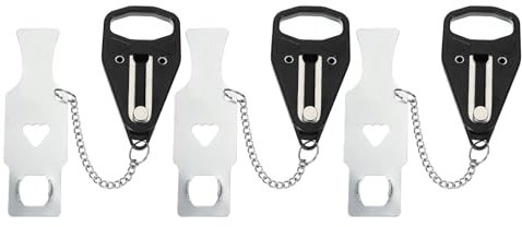 PATIKIL Serrure de porte d'hôtel, Lot de 3 Verrous Supplémentaires Robustes pour Plus de Confidentialité et de Sécurité Parfait pour les Voyages Hôtel Maison Appartement Trou Unique Noir