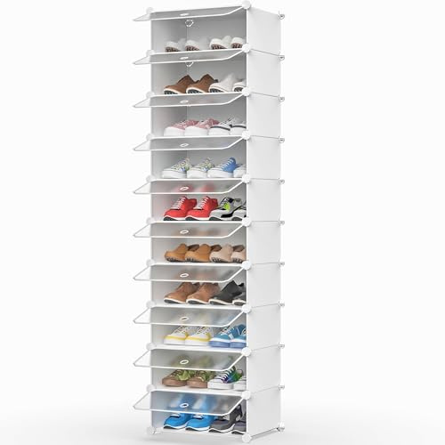 HOMIDEC Meuble Chaussure, 10 Niveaux Meuble à Chaussure, pour 20 Paires de Chaussures, Rangement Chaussure Chaussure Entree pour Entrées, Chambres et Couloirs, Transparent