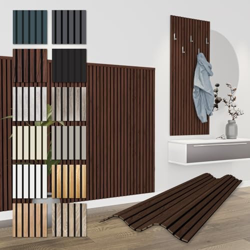 HEXIM Panneaux Acoustiques 138,5x60cm - Paroi à Lamelles Flexible Bois MDF Panneaux Muraux Revêtement à Lamelles Revêtement Mural (1 panneau / 0,83 m² Catania Oak Edition - APH13)