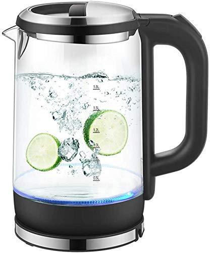 Hervidores, Hervidor eléctrico de vidrio, Hervidor de agua ecológico con LED iluminado, Caldera de agua inalámbrica sin Bpa con tapa interior de acero inoxidable, Protección de ebullición y secado