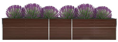 Xichuzi Garten-Hochbeet Verzinkter Stahl 400×80×77 cm Braun, Palettenrahmen, Hochteich, Gemüsebeet, Kräuterregal Balkon, Blumenbeet, Kräuterspirale, Tomatenbeet, Pflanzhochbeet - 47062