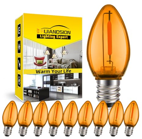 Ruiandsion E12 LED Bulb 220V 1W Orange No Stroboscopic Eye Protection Replacement for Chandelier Ceiling Light Atmosphere Table Lamp Night Light Wall Lamp Pack of 10