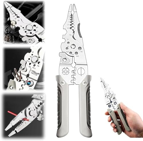 Shinsilu 27 in 1 Multifunctional Wire Stripper Crimper Cable Cutter Pliers, Stainless Steel Cable Stripper Tool, Wire Crimping Electricians Tools for Cutting Stripping Shears Removal