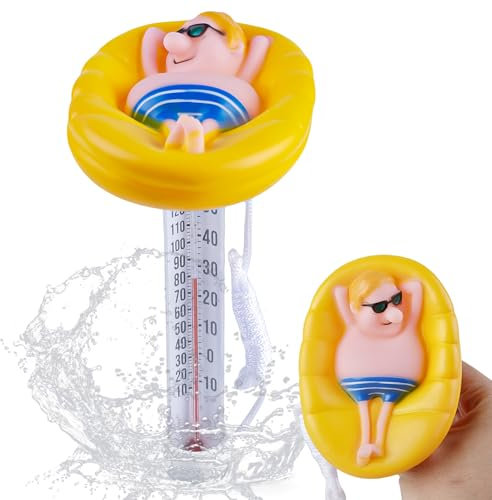 Termometro galleggiante per piscina: misurazione della temperatura dell'acqua, termometro infrangibile, misuratore di temperatura Easy Read, galleggiante con guinzaglio di fissaggio per piscina