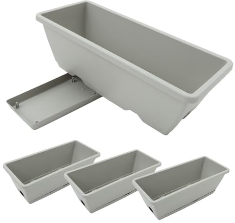 BESTonZON 4sets Fioriera Da Finestra in Plastica e Materiale Vaso Rettangolare Con Sottovaso Per Piante Ortaggi e Fiori Adatto Per Uso Interno Ed Esterno