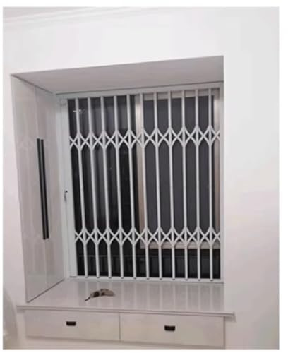 Garde Corps Fenetre Grilles De Sécurité Rétractables Personnalisables Pour Fenêtres Extérieures, Fenêtre Anti-effraction Extensible Avec Serrure, Pour Chambres D'enfants/Bureaux/Sous-sols(White,Wxh 12