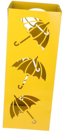 ULTECHNOVO Metal Umbrella Stand Decorative Hollow Design Yellow Umbrella Storage Bin Rack for Entryway Modern Home Accessories