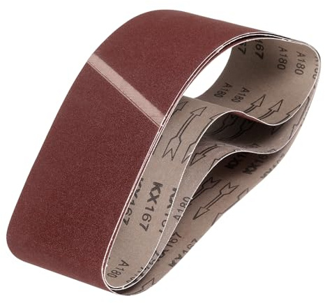 QUARKZMAN 152mm x 1220mm Nastri Abrasivi, 3Pz 180 Grana Carta Vetrata per Levigatrice Ossido di Allumina Per Lavorazione Legno, Lucidatura Metalli, Affilatura Coltelli