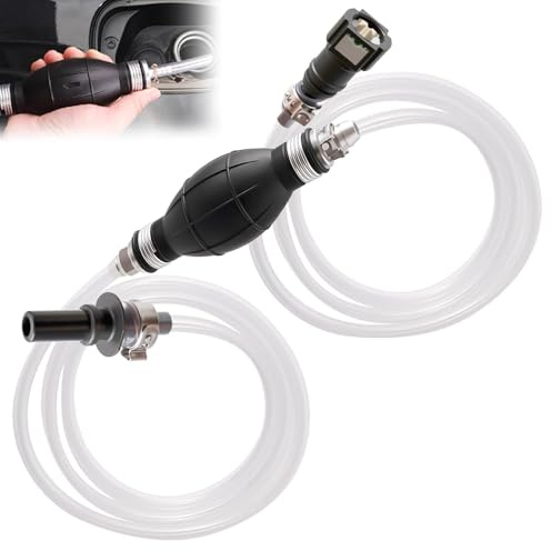 Diesel Fuel Priming Bleeding Pump Tool with Oil Pipe 30+30cm Tube Siphon Pump Kit Reusable Fuel & Water Pump for Gasoline, Oil Diesel Gas Exhaust Tool for Ford PSA Landrover Jaguar Volvo and Others
