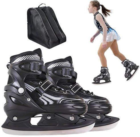 Adjustable Ice Skates for Boys Girls,Children's Ice Skates with 1 Skate Bag for Outdoor and Rink,Soft Padding with Safety Ankle Support,Stainless Steel Blades Skating Shoes for Beginners Ages