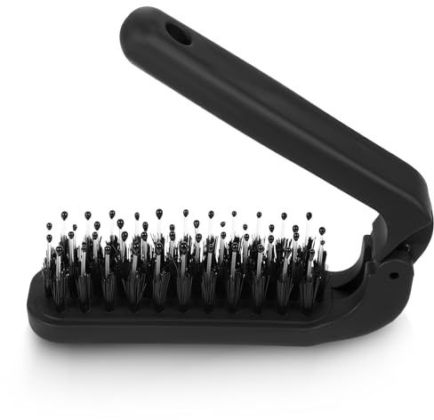 Travel Folding Hair Comb, Portable Travel Folding Hair Brush Foldable Boar Bristles Pocket Brush Foldable Detangling Brushes Comb Collapsable Hairbrush Hair-Styling Tool for Women and Men (Black)
