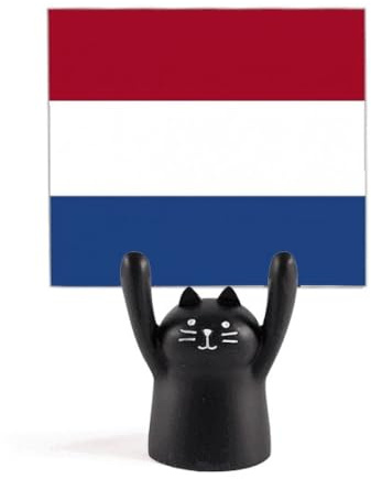 Netherlands National Flag EU Country Memo Holder Cartoon Black Cat Stand Decoration