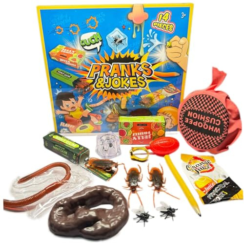 Suxdlan 1 Ensemble de Jouets de farces, boîte farces d'araignée réaliste avec Petites Mouches pour Le Poisson d'avril, Article Blague pour Fournitures fête