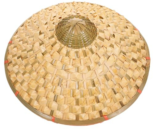 HANABASS Sombrero Tradicional de Bambú Ligero y Transpirable para Adultos y Diseño Chino Decorativo para Baile Cosplay y Actuaciones Color Blanco Puro