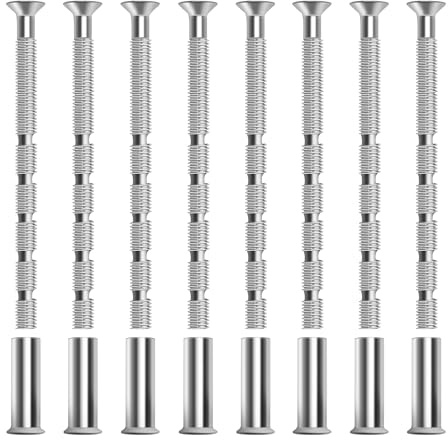 Gomeer 8 Piece M4 Door Handle Screws and Sleeves,M4 Screws Door Handle Bolts Through fixings Bolts and Sleeves for Door Handle Roses Knobs Door Lock and Escutcheons