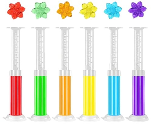 WC Gel Stempel 6 Stück,Inklusive Spender und Gel,Toilettengel-Stempel,WC Reiniger Stempelgel Mit Blumenduft, Toiletten-Refresh-Blumenduftgel, Insgesamt 84 Gelblüten, Mehrere Düfte, Mehrere Farben