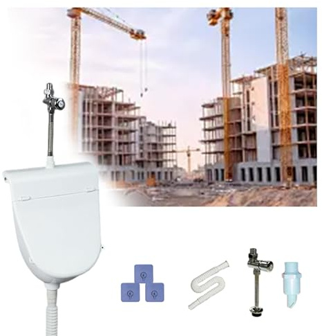 Urinarios de plástico para hombres, montados en la pared, con tapa, inodoro portátil de plástico, urinario compacto para garaje, caravana, cabaña, taller y uso en exteriores(Wit)