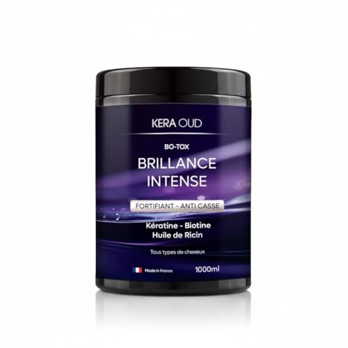 BO-TX-Masque Capillaire Professionnel sans Formol I Biotine, Huile de Ricin & Kératine I Réparation Intense, Anti-Chute & Brillance – Tous Types de Cheveux – 1000 ml – Made in France