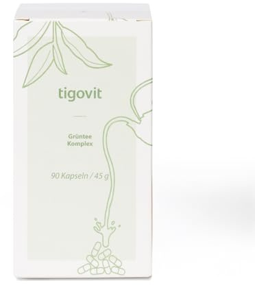 Tigogreen® Grüntee Extrakt Tigovit | 510 mg EGCG & 910 Polyphenolen pro Tagesdosis | Grüner Helfer | Grüner Tee Kapseln - 90 Stück | Mit Vitamin C, BioPerine | Labor Geprüfte Qualität | Vegan
