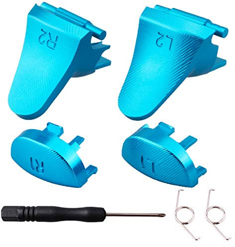 YoRHa Metal Aluminum Replacement Repair Customizing L1 L2 & R1 R2 Trigger Button Extender (Blue) for PS4/Slim/PRO Controller with Screwdriver