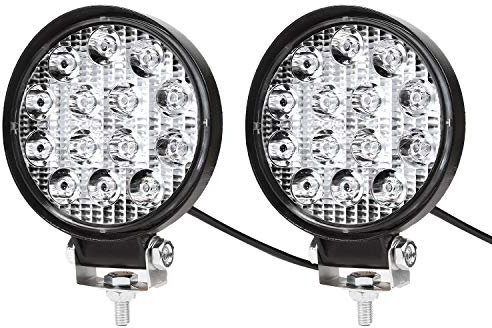 Kraumi Faro da Lavoro, 2 X 42W Tondo Fari Led 12V 24V Fari di Profondità Impermeabile IP67 Luci di Lavoro Fuoristrada per Moto Auto ATV SUV Trattore, 6500K(2 pezzi)