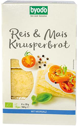 Byodo Knusperbrot Reis & Mais mit Salz 160g - Glutenfreies Bio-Snackbrot, Portionspackungen, Laktosefrei, Ohne Hefe, Perfekt zum Mitnehmen