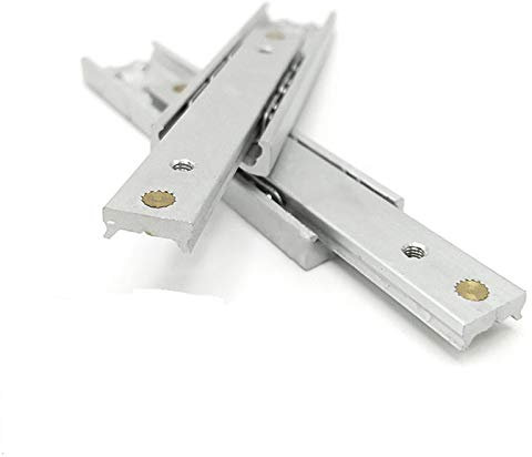 Powertool Schubladenschienen, Kugellager, 1 Paar, 16 mm, 2-fach, strapazierfähig, 50 kg Tragkraft, Vollauszug, Seitenhalterung für Aktenschränke (Silber)