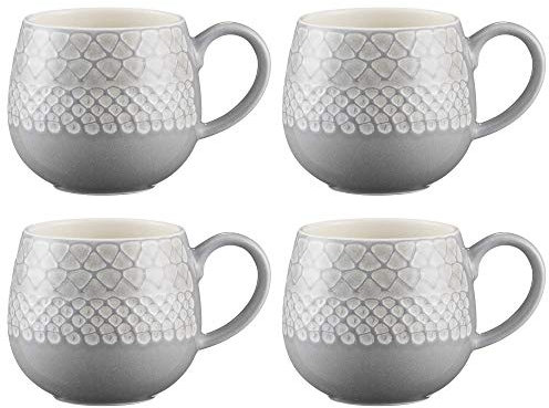 Mason Cash Screen Print Organic Stoneware Mug 350ml Grey (Pack of 4)