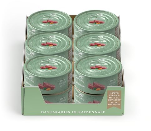 TERRA FELIS Rind - Famousse Nassfutter, 12x80g I Premium Katzenfutter in 100% Lebensmittelqualität Aller Rohstoffe I Hergestellt in Bayern | zuckerfrei & getreidefrei I Alleinfuttermittel