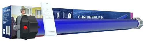 Chamberlain Motorisation de volet roulant radiocommandée avec une force de traction de 15 Nm adaptée aux volets roulants pesant jusqu’à 30 kg.