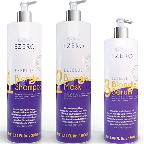 Ezero Abmattierung Blond Gegen Gelbstich Mit No Yellow Purple Shampoo, Haarmaske Blondiertes Haar Und Anti Gelbstich Conditioner Ohne Ausspülen Für Blondes Und Graues Haar - Haarkur Blondiertes Haar