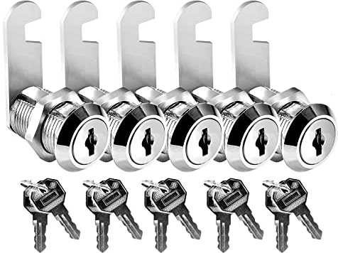 Fosiya 5-pack 7/8 tum zinklegering premium skåp kamlås, Alike nyckel kamlås, säkra filer lådor brevlåda husbil dörr verktygslåda