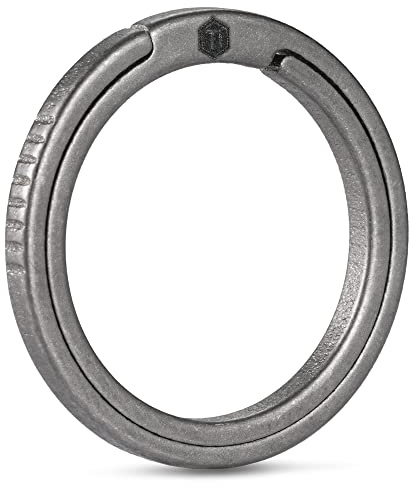 KeyUnity Porte-clés plats en titane, anneau fendu de poussée latérale de 33/25/17,5 mm pour mousqueton à clé lampe de poche couteau étiquette de collier d'identification de chien (1L)…