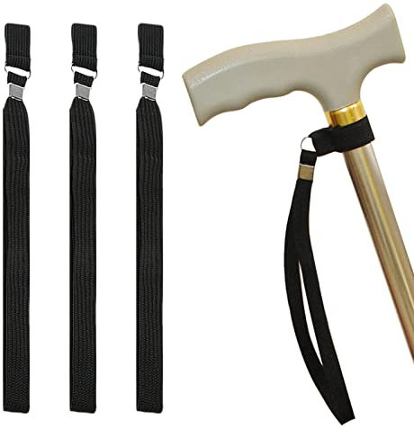 BEHAHAI 4pcs Walking Stick Wrist Straps - Black Wrist Loop Strap for Walking Stick Accessories