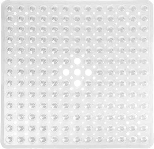 Yimobra Duschmatte, rutschfest Duscheinlage mit Saugnäpfen, Sicherheits Schimmelresistent Duscheinlage mit Ablauflöchern, Antirutschmatte Dusche BPA frei, Maschinenwaschbar, 53 x 53 cm, Transparent