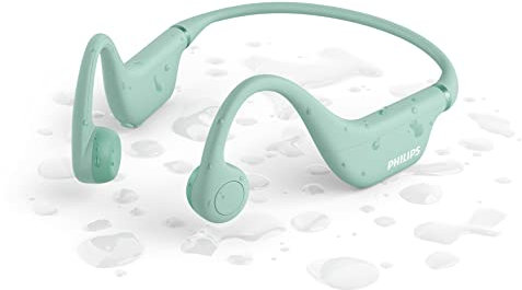 Philips TAK4607GR/00 Cuffie Wireless Open-Ear per Bambini, Protezione dall'Acqua IPX5 e Fino a 5 Ore di Riproduzione, Controllo Genitori, Fascia Regolabile, Chiamate Cristalline, Verde