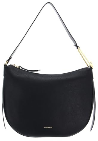 Coccinelle Leder Schultertasche Priscilla Handbag Grained Leather Noir schwarz