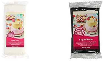 FunCakes Pasta De Azúcar Blanco Brillante, 1000 Gramo & Pasta De Azúcar Negro, 250 Gramo
