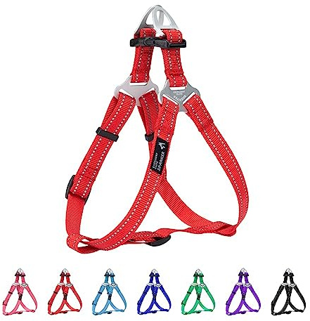 EXCELLENT ELITE SPANKER Reflektierend Step-in Nylon Hundeweste Geschirr | Verstellbar V-förmig Zugentlastend Hundeweste Einfach anzulegen Brustgurt mit Leinenring für kleine und mittelgroße Rassen