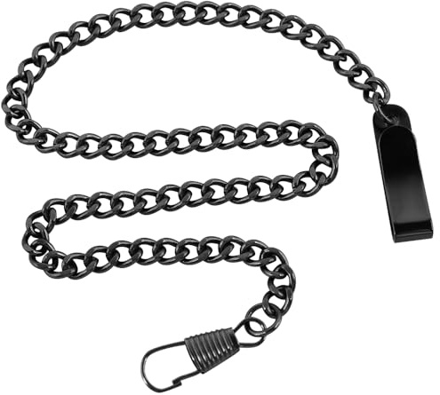 Montre de poche de 35,6 cm avec chaîne torsadée épaisse et fermoir mousqueton, montre de poche Albert pour votre montre de poche, 05 - Noir, Gothique