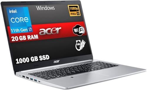 Acer Notebook, Pc Portatile intel i5, 12th 10 Core, RAM 24Gb, SSD 1256Gb, 15.6' FHD, Grafica Intel Iris Xe, Win 11 Pro, Open Office, pronto all'uso, gar. Italia