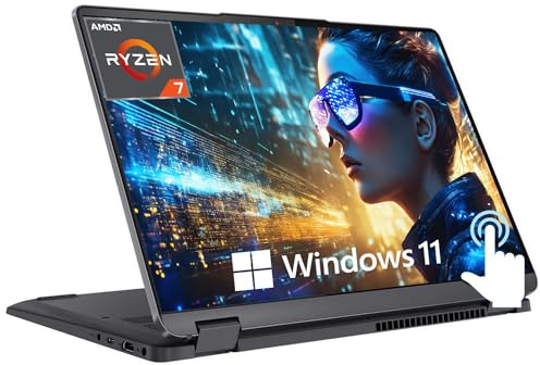 Lenovo Computer portatile Flex 5, display touch FHD da 14 pollici, AMD Ryzen 7 5700U, grafica AMD Radeon, tastiera retroilluminata, lettore di impronte digitali, batteria a lunga durata, Windows 11
