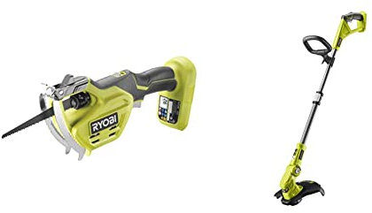 Ryobi RY18PSA-0 18V ONE+ Cordless 150mm Pruning Saw (Bare Tool) & OLT1832 ONE+ Cordless Grass Trimmer, 25-30cm Path (Zero Tool), 18 V, Hyper Green (Battery, Charger and Blade Not Included)