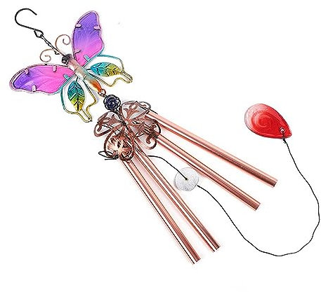 Hixingo Windspiel Bastelset, Sonnenfänger Kristall Fenster Hanging Windspiel Anhänger Ornament Kristallkugeln für Fenster Haus Garten Hochzeit Dekoration (Lila Schmetterling (Aluminiumrohr))