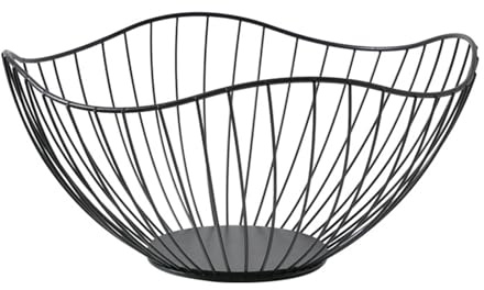 soulnioi Fruit Basket Wire Fruit Bowl Iron Fruit Holder for Fruit Storage Vegetable Snack Kitchen Decoration - 26cm/Black