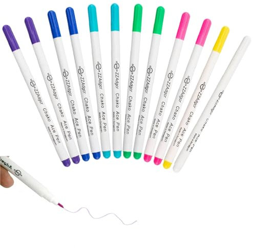 12 Stück Textilmarker Wasserlöslich 7 Farbe Verschwindende Trickmarker Nähen Löschbaren Stoff Markier Stifte Schneiderstift zum Kreuzstic Quilten Schneiderei Lederhandwerk Markieren Tracing